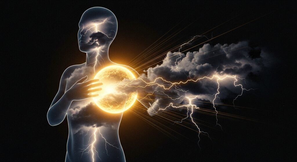 Coração oprimido sendo restaurado pela Palavra, ilustrando as 7 coisas que a Bíblia diz sobre ansiedade e saúde emocional.