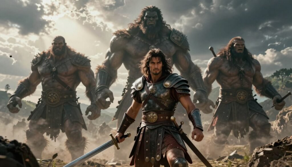 Abisai enfrentando gigantes