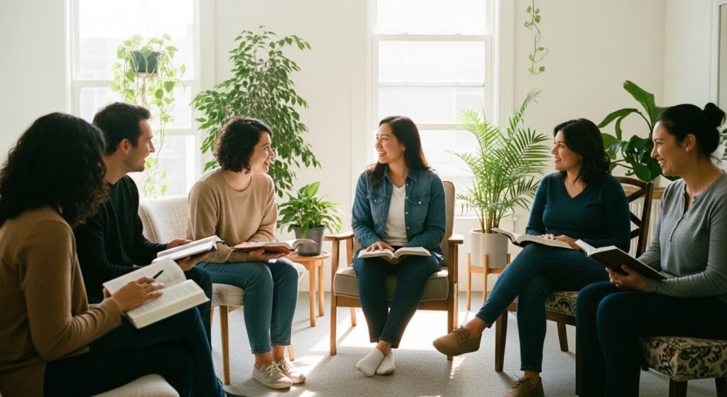 Grupo em comunhão representando habilidades sociais na Inteligência Emocional à Luz da Bíblia.