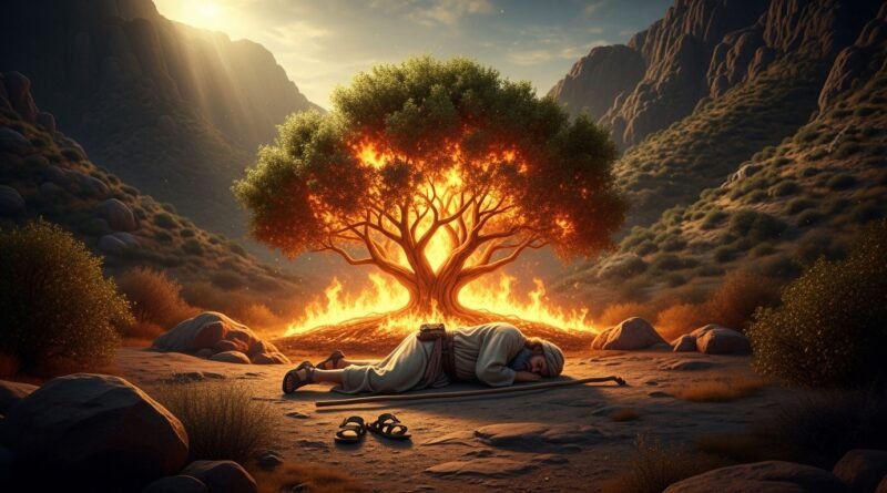 Estudo de Êxodo 3 - Moisés diante da sarça ardente no Monte Horebe.