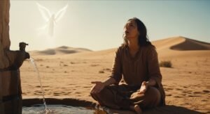 Estudo de Gênesis 16 - Hagar encontra o anjo do Senhor no deserto junto à fonte.