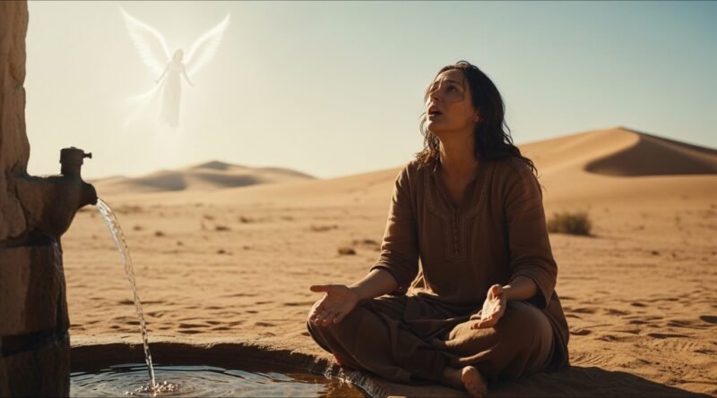 Estudo de Gênesis 16 - Hagar encontra o anjo do Senhor no deserto junto à fonte.