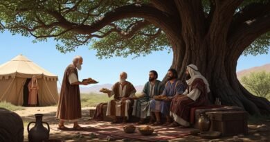 Estudo de Gênesis 18 - Abraão recebe os três visitantes nos carvalhais de Manre.