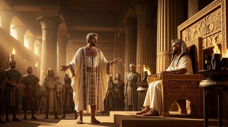 Estudo de Gênesis 41 - José diante de Faraó interpretando os sonhos das vacas e espigas.