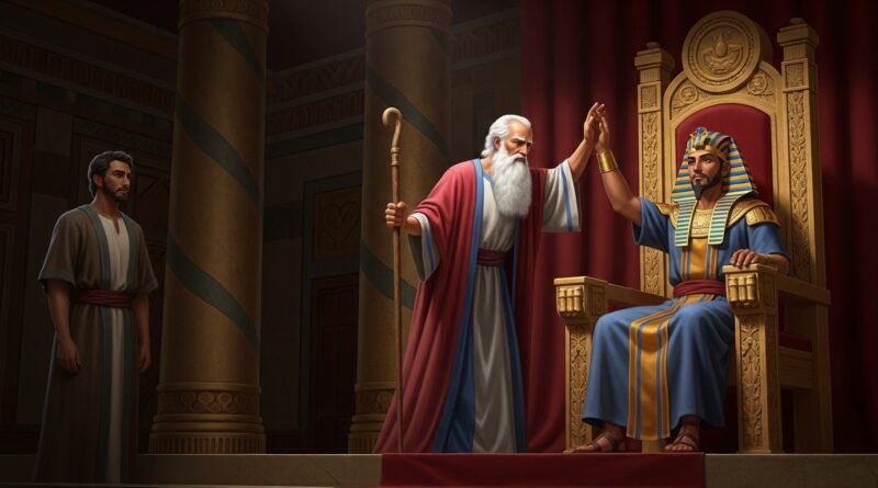 Estudo de Gênesis 47 - Jacob abençoa Faraó no palácio real do Egito.
