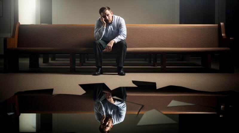 síndrome do impostor no ministério - imagem representativa de líder religioso em dúvida e introspecção