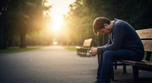 suicídio prevenção igreja - imagem representativa de pessoa em sofrimento com luz de esperança ao fundo