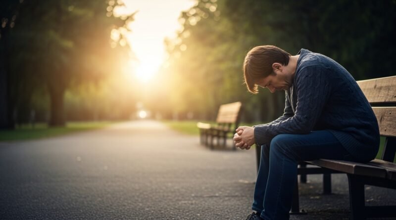 suicídio prevenção igreja - imagem representativa de pessoa em sofrimento com luz de esperança ao fundo