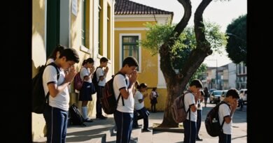 Alunos oram por pais