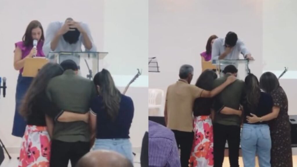 Mãe se emociona