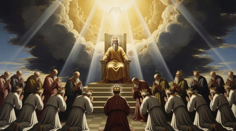 vinte e quatro anciãos apocalipse adorando o cordeiro